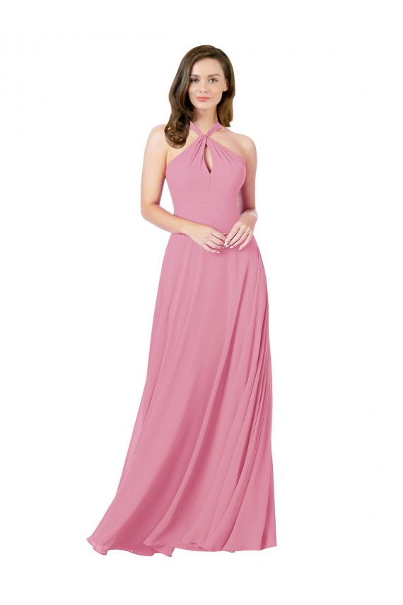 Long Sleeveless Soft Chiffon Skin Pink A-Line Prom Dress / Bridesmaid Dress Newcastle