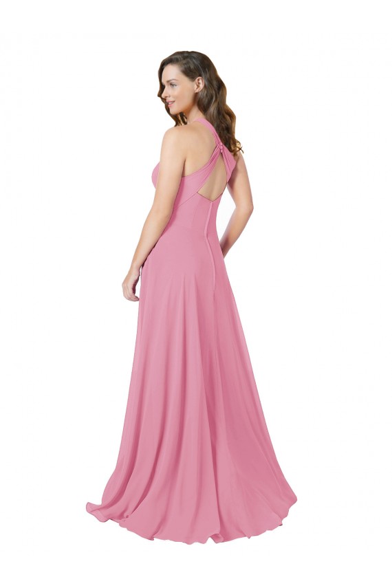 Long Sleeveless Soft Chiffon Skin Pink A-Line Prom Dress / Bridesmaid Dress Newcastle