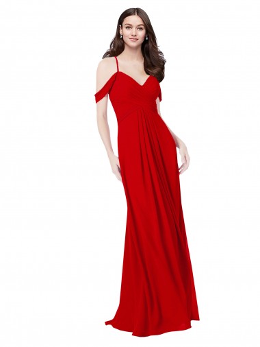 Long Sleeveless Soft Chiffon Dark Red V-Neck A-Line Bridesmaid Dress Newcastle