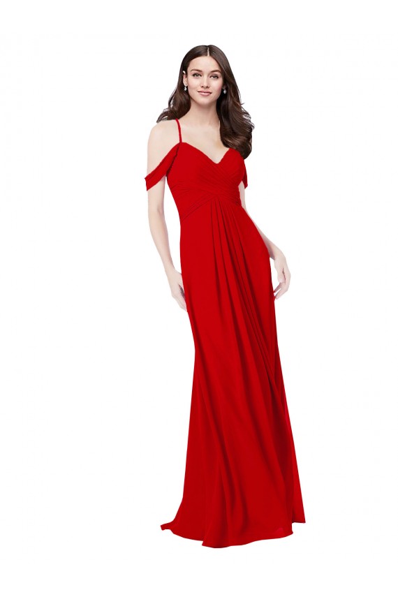 Long Sleeveless Soft Chiffon Dark Red V-Neck A-Line Bridesmaid Dress Newcastle
