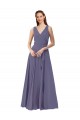Long Sleeveless Soft Chiffon Silver Stone V-Neck A-Line Bridesmaid Dress Newcastle