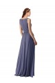 Long Sleeveless Soft Chiffon Silver Stone V-Neck A-Line Bridesmaid Dress Newcastle