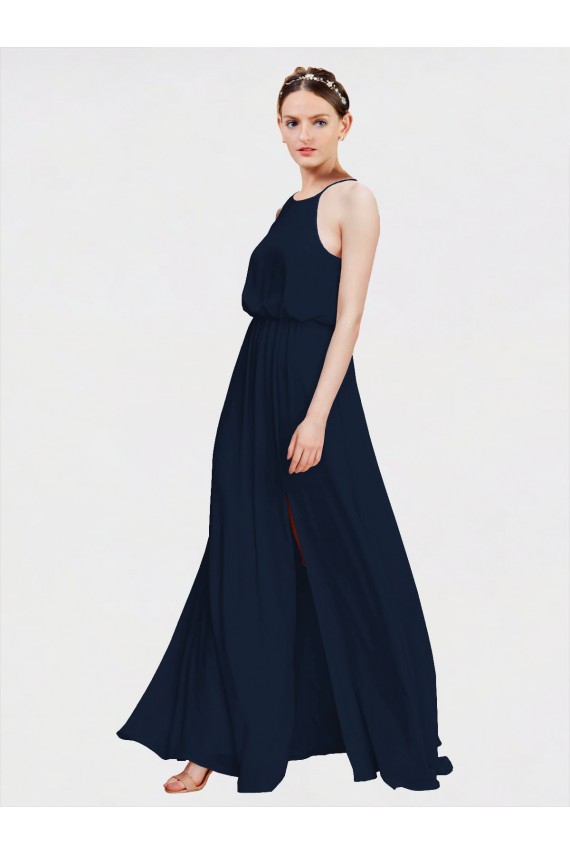 Long Floor Length Sleeveless Chiffon Dark Navy A-Line Formal Dress / Bridesmaid Dress Newcastle