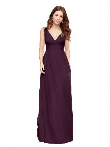 Long Sleeveless Chiffon Grape A-Line Evening Gowns / Bridesmaid Dresses Newcastle