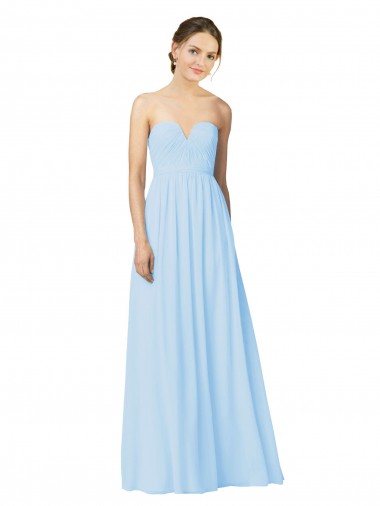 Long Sleeveless Soft Chiffon Light Sky Blue Sweetheart A-Line Formal Dress / Bridesmaid Dress Newcastle
