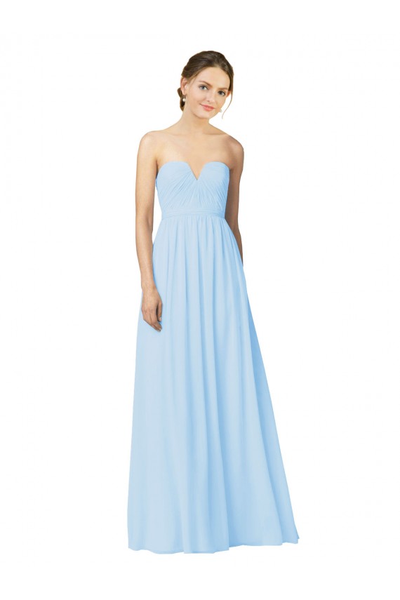 Long Sleeveless Soft Chiffon Light Sky Blue Sweetheart A-Line Formal Dress / Bridesmaid Dress Newcastle