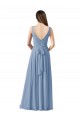Long Sleeveless Chiffon Dusty Blue V-Neck A-Line Wedding Party Dress Newcastle