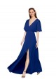 Long Flutter Sleeves Chiffon Royal Blue A-Line Bridesmaid Dress / Evening Gowns Newcastle