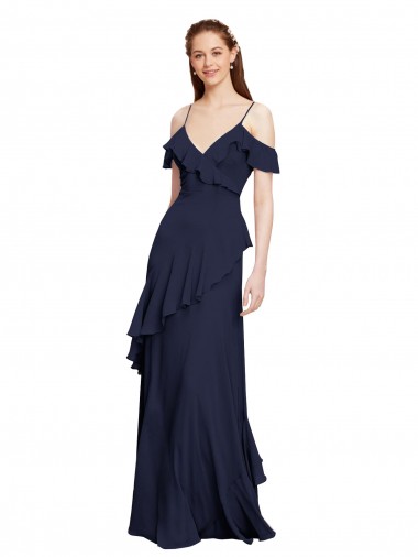 Long Sleeveless Chiffon Dark Navy A-Line Formal Dresses / Bridesmaid Dresses Newcastle