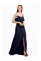 Long Floor Length Sleeveless Chiffon Dark Navy Spaghetti Straps A-Line Bridesmaid Dress Newcastle