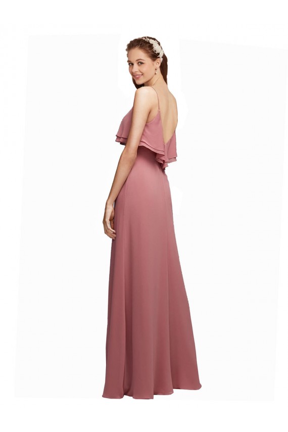 Long Floor Length Sleeveless Chiffon Dark Navy Spaghetti Straps A-Line Bridesmaid Dress Newcastle
