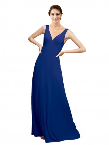 Long Floor Length Sleeveless Chiffon Royal Blue A-Line Bridesmaid Dress Newcastle