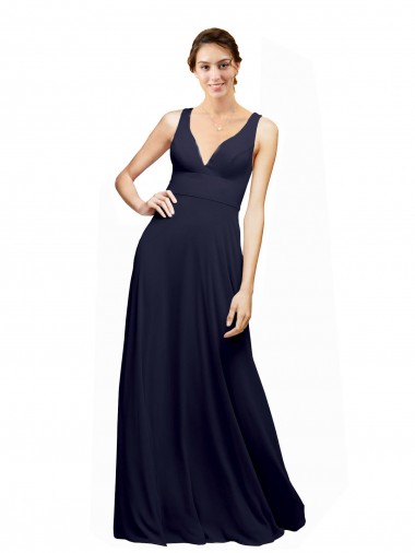 Long Sleeveless Chiffon Dark Navy A-Line Wedding Guest Dress Newcastle