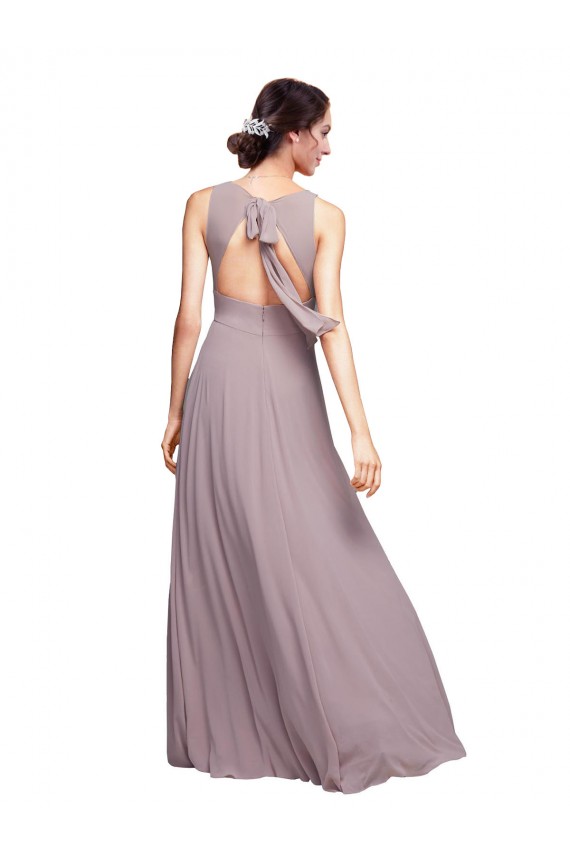 Long Sleeveless Chiffon Dark Navy A-Line Wedding Guest Dress Newcastle