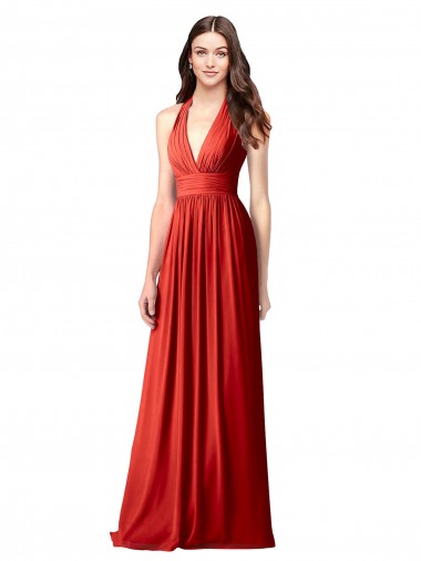 Long Sleeveless Soft Chiffon Red A-Line Bridesmaid Dress / Formal Dress Newcastle