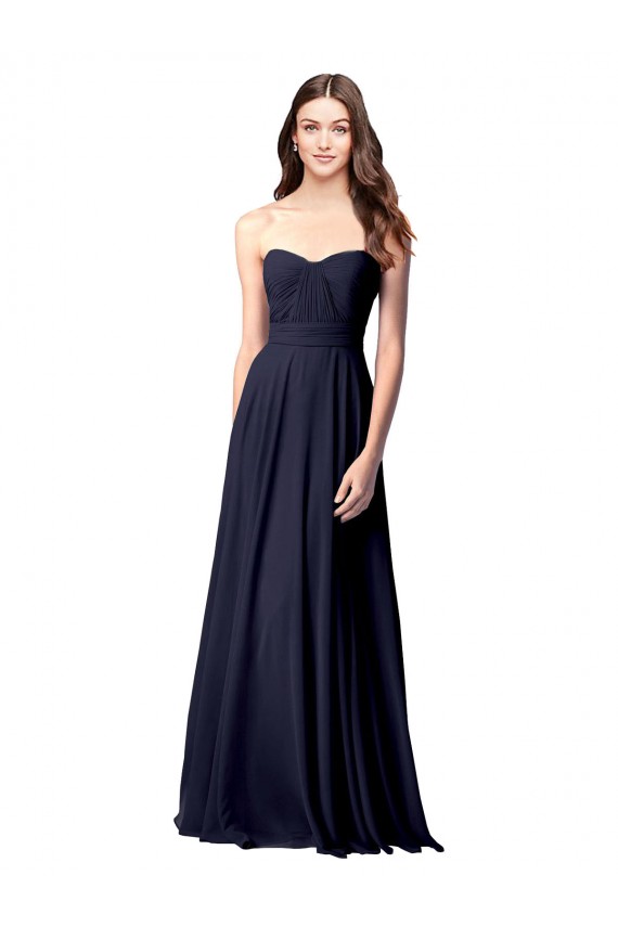 Long Sleeveless Soft Chiffon Dark Navy Sweetheart A-Line Evening Dress / Bridesmaid Dress Newcastle