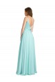 Long Sleeveless Soft Chiffon & Satin Waterfall A-Line Bridesmaid Dress Newcastle