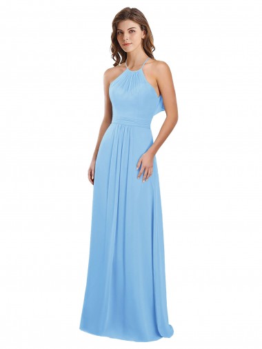 Long Sleeveless Chiffon Periwinkle A-Line Bridesmaid Dress / Evening Dress Newcastle