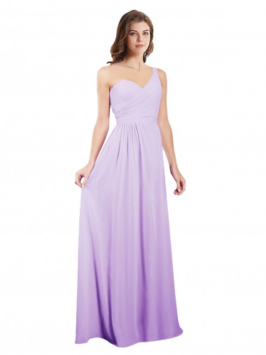 Long Sleeveless Chiffon Lilac One Shoulder A-Line Bridesmaid Dress / Evening Dress Newcastle