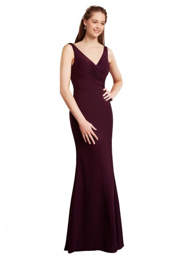Long Sleeveless Soft Chiffon Burgundy Gold Mermaid Bridesmaid Dress Newcastle