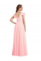 Long Cap Sleeves Chiffon Pink A-Line Bridesmaid Dress / Evening Gowns Newcastle