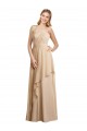 Long Sleeveless Soft Chiffon Champagne Spaghetti Straps A-Line Bridesmaid Dress Newcastle