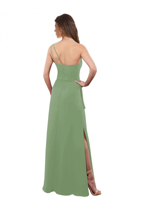 Long Sleeveless Soft Chiffon Seagrass A-Line Bridesmaid Dress Newcastle