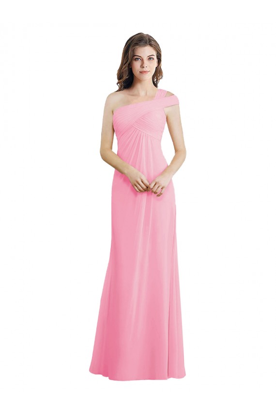 Long Sleeveless Chiffon Barely Pink A-Line Bridesmaid Dress Newcastle