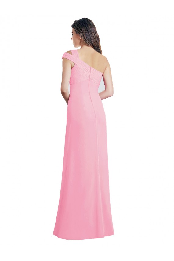 Long Sleeveless Chiffon Barely Pink A-Line Bridesmaid Dress Newcastle