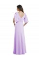 Long Split Sleeves Soft Chiffon Lilac A-Line Bridesmaid Dress Newcastle