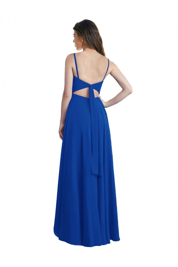 Long Sleeveless Soft Chiffon Royal Blue A-Line High Low Bridesmaid Dress Newcastle