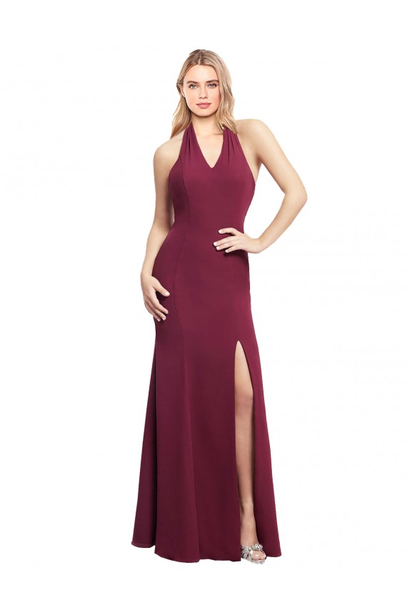 Long Sleeveless Soft Chiffon Burgundy Mermaid Bridesmaid Dress Newcastle
