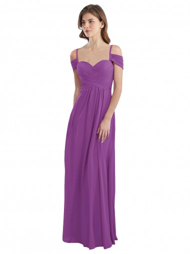 Long Cold Shoulder Soft Chiffon Dahlia A-Line Bridesmaid Dress Newcastle