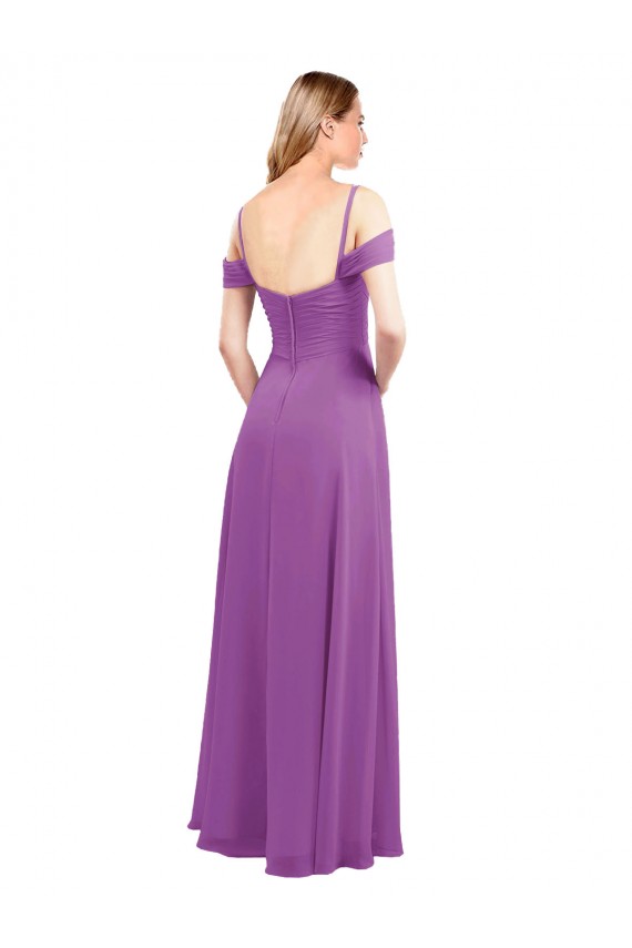Long Cold Shoulder Soft Chiffon Dahlia A-Line Bridesmaid Dress Newcastle