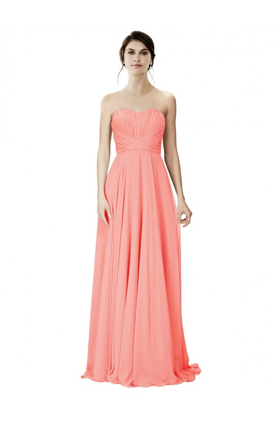 Long Sleeveless Soft Chiffon Peach A-Line Bridesmaid Dress Newcastle