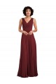 Long Sleeveless Soft Chiffon Burgundy A-Line Bridesmaid Dress Newcastle