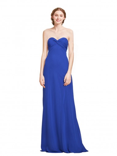 Long Sleeveless Soft Chiffon Royal Blue A-Line Bridesmaid Gown Newcastle