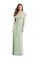 Long Flutter Sleeves Soft Chiffon Sage Trumpet Bridesmaid Dress Newcastle