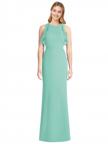 Long Sleeveless Soft Chiffon Jade Mermaid Bridesmaid Dress Newcastle