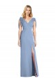 Long Sleeveless Soft Chiffon Dusty Blue Mermaid Bridesmaid Dress Newcastle