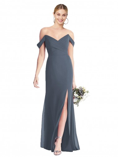 Long Sleeveless Soft Chiffon Silver Stone Trumpet Bridesmaid Dress Newcastle