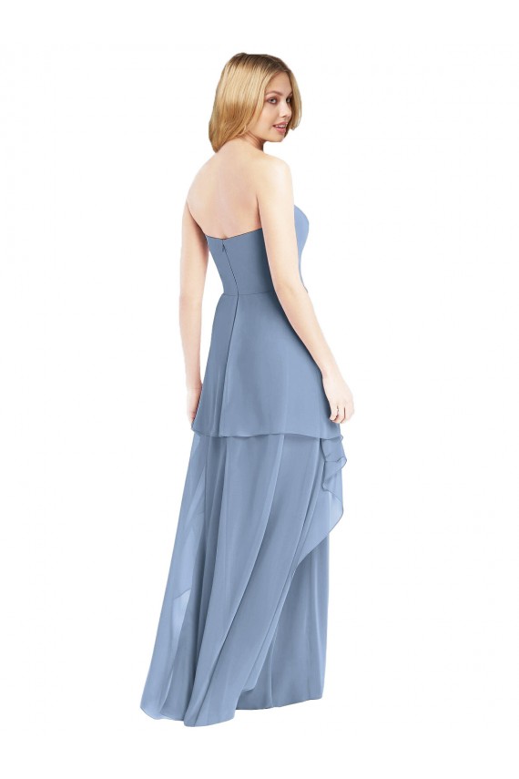 Long Sleeveless Chiffon Dusty Blue A-Line Formal Dress / Bridesmaid Dress Newcastle