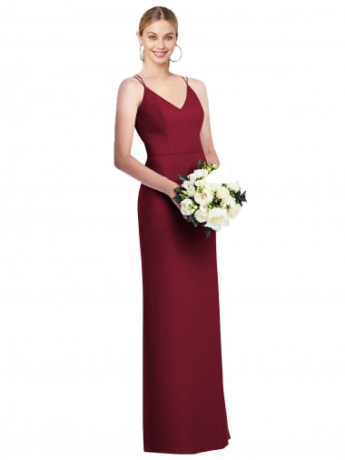 Long Sleeveless Soft Chiffon Burgundy V-Neck A-Line Formal Dress / Bridesmaid Dress Newcastle