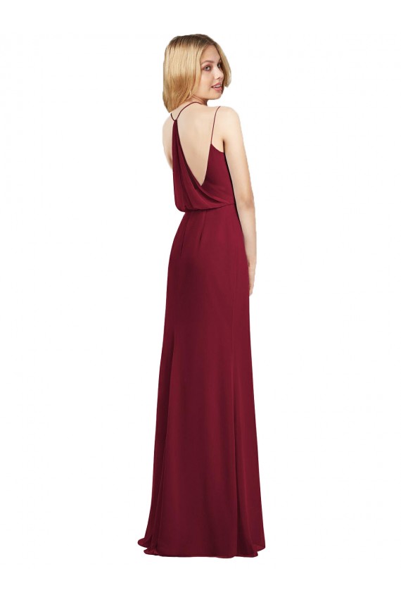 Long Sleeveless Soft Chiffon Burgundy V-Neck A-Line Formal Dress / Bridesmaid Dress Newcastle