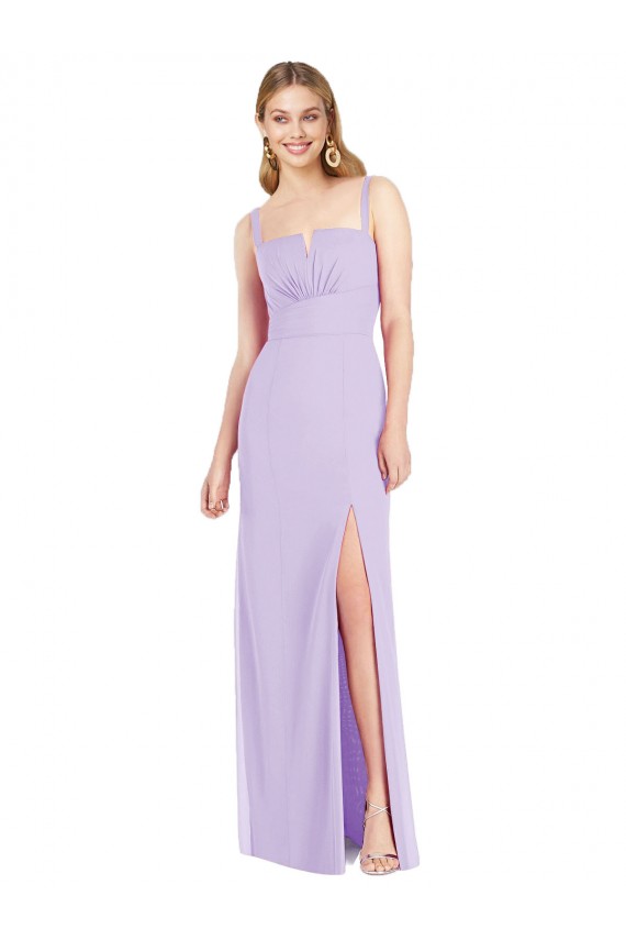 Long Sleeveless Soft Chiffon Lilac Mermaid Bridesmaid Dress Newcastle