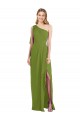 Long Sleeveless Soft Chiffon Olive Green One Shoulder Trumpet Bridesmaid Dress Newcastle