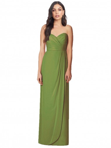 Long Sleeveless Soft Chiffon Olive Green Trumpet Bridesmaid Dress Newcastle