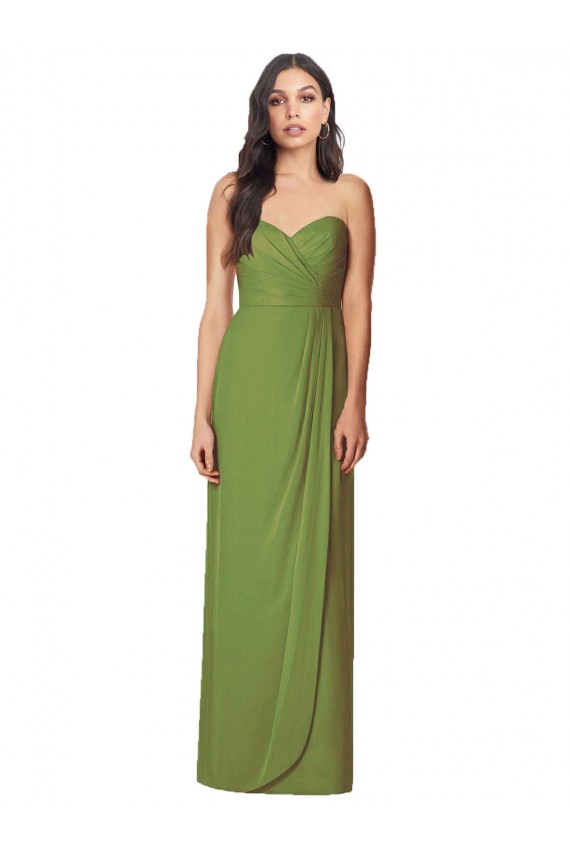Long Sleeveless Soft Chiffon Olive Green Trumpet Bridesmaid Dress Newcastle