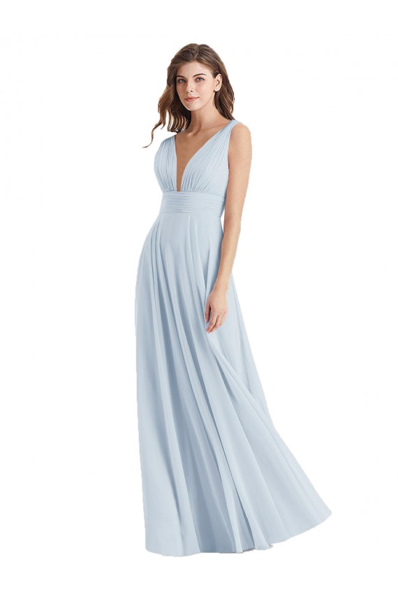 Long Sleeveless Lxue Chiffon Sea Glass A-Line Bridesmaid Dress Newcastle