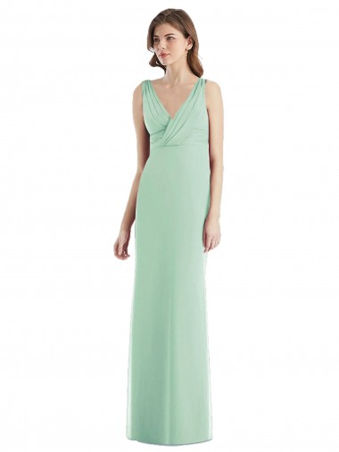Long Sleeveless Chiffon Mint Green Trumpet Bridesmaid Dress / Evening Dress Newcastle